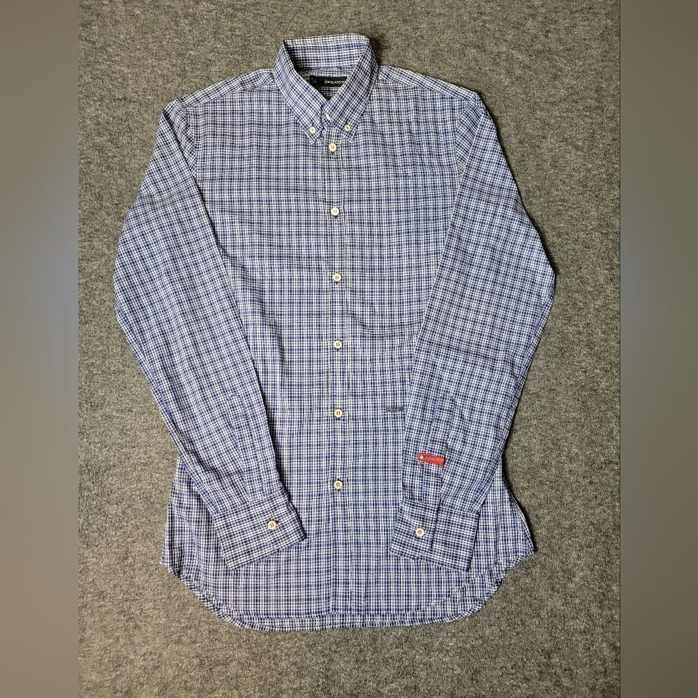 Dsquared2 Mens Button Up Shirt Size M Long Sleeve Blue Paid Checkered
